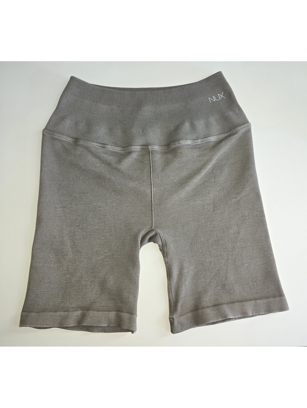 Nux Active 'The Good Short' Mineral Wash Gray Ribbed High Rise Biker Shorts S
